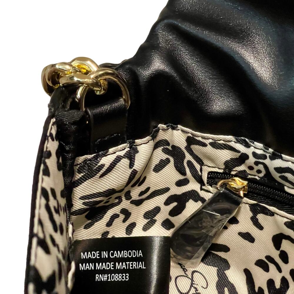 Jessica Simpson Elegant Quilted Black Shoulder Bag with Gold Chain Strap NWT - Picture 13 of 16